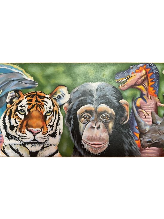 Carlie Meyers Other - Hand Painted Wild Animals Skateboard Signed by Carlie Meyers Longboard 39" x 9.5